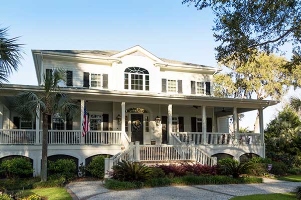 Classic Hilton Head home with energy saving window film installed.