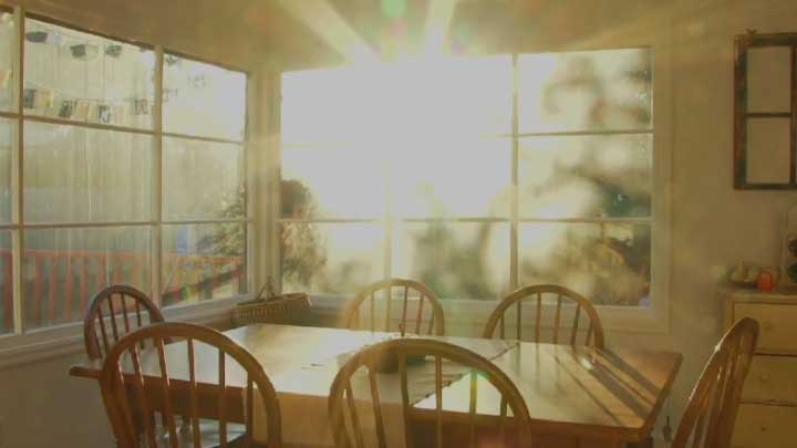 Glare coming through kitchen window.