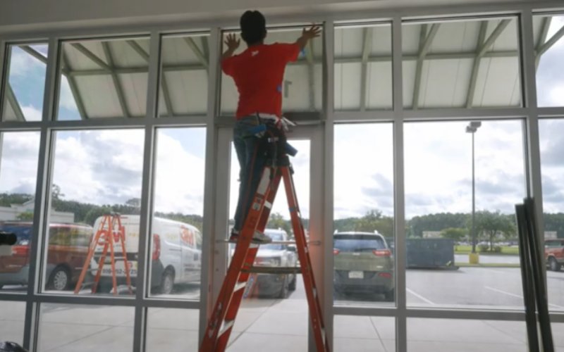 Commercial window film installation service